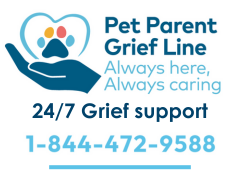Pet Parent Grief Line, 24/7 grief support, 1-844-472-9588
